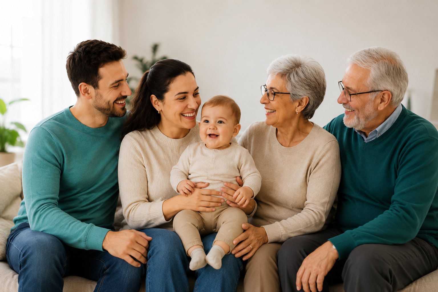 Família feliz de três gerações
