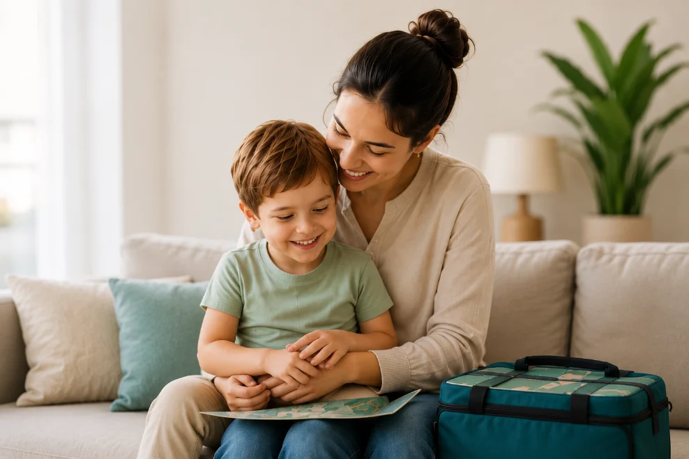 Família recebendo atendimento em casa