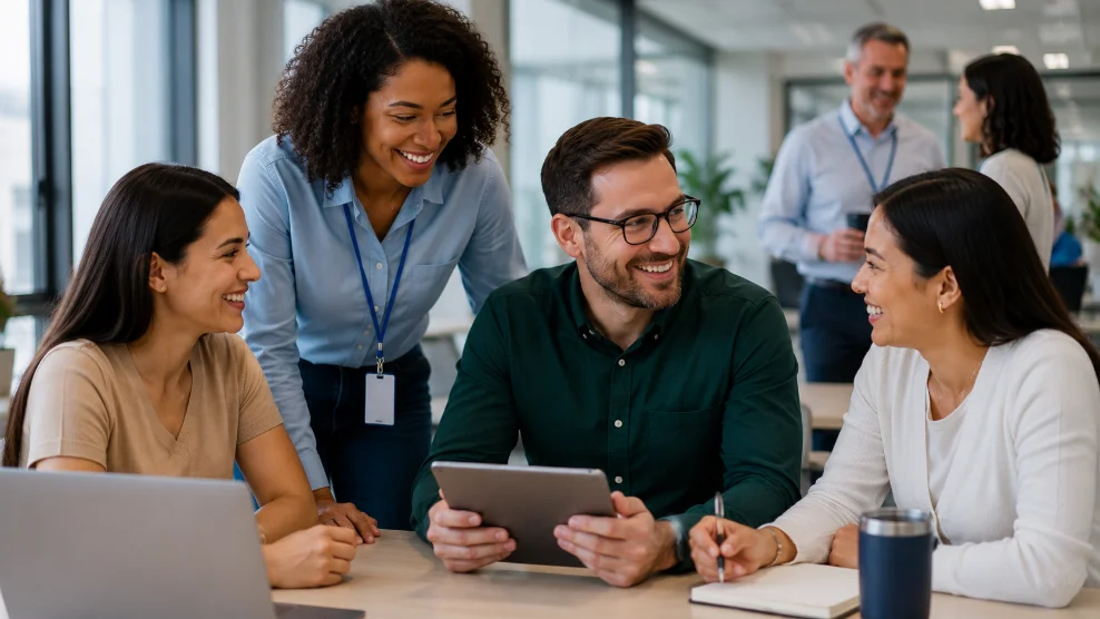 Colaboradores no ambiente da empresa